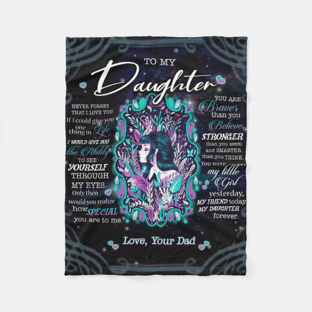 Personlig till min dotter Blanket. Fleecefilt (Framsidan)