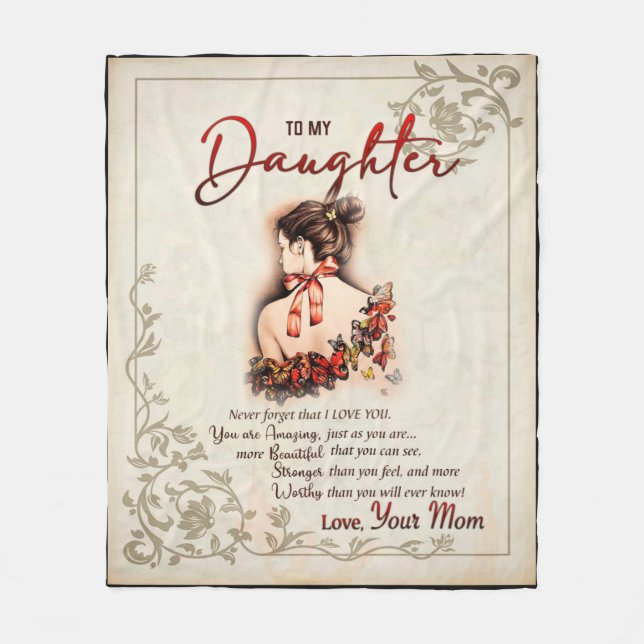 Personlig till min dotter från Mamma Butterfly Bla Fleecefilt (Framsidan)