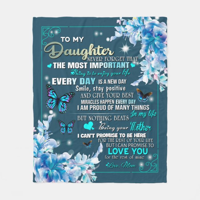Personlig till min dotter från Mamma Butterfly Fleecefilt (Framsidan)