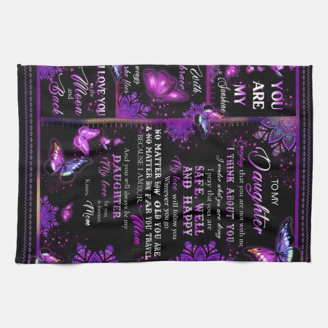 Personlig till min dotter från Mamma Butterfly Kökshandduk (Horisontell)