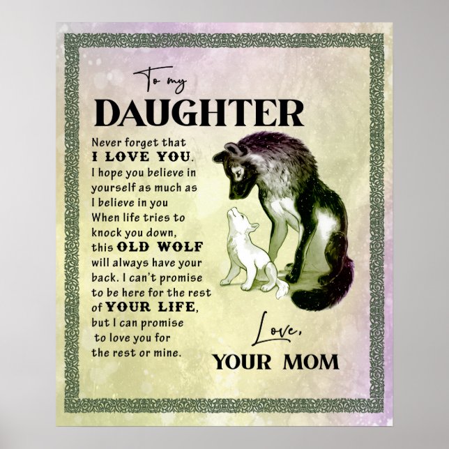 Personlig till min dotter från Mamma Varg Blanket Poster (Framsidan)