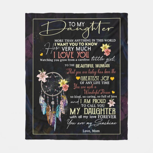 Personlig till min dotter Kärlek från Mamma Fleecefilt (Framsidan)