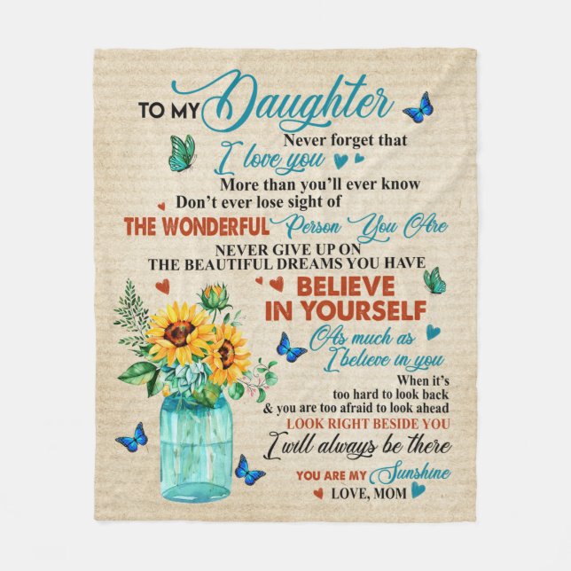 Personlig till min dotter Kärlek från Mamma Fleecefilt (Framsidan)