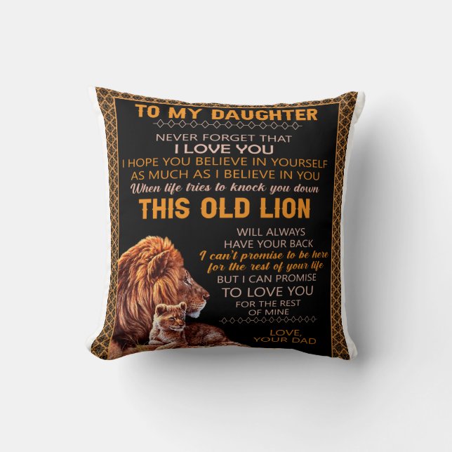 Personlig till min dotter Lejon Blanket Kudde (Framsida)
