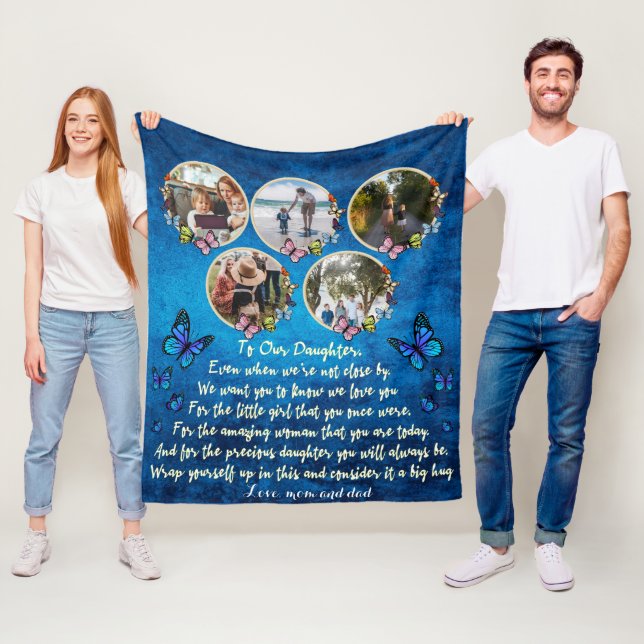 personlig till min dotter med 5 bilder fleecefilt (På plats)