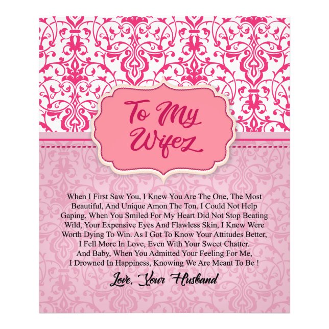 Personlig till min fru | Idea Valentine Gifts Fototryck (Framsidan)