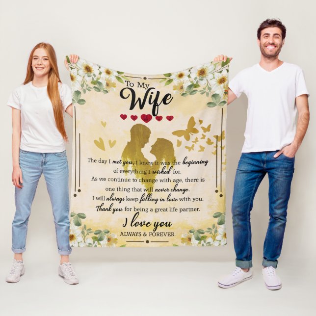 Personlig till min fru Kärlek för gåvor Fleecefilt (På plats)