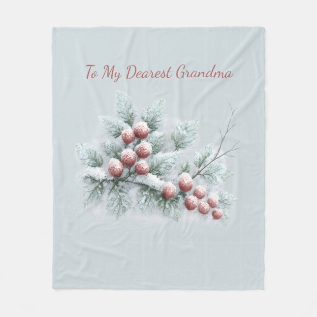 Personlig till min kära mormor Frostad vinter  Fleecefilt (Framsidan)