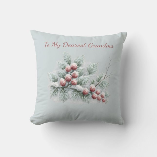 Personlig till min kära mormor Frostad vinter  Kudde (Framsida)