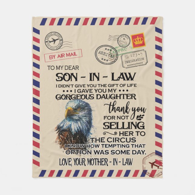 Personlig till min kära svärson Brev från Mamma Fleecefilt (Framsidan)