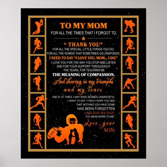 Personlig till min Mamma från din son Baseball Pla Poster (Framsidan)