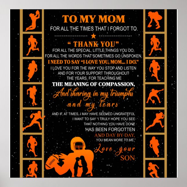 Personlig till min Mamma från din son Baseball Pla Poster (Framsidan)