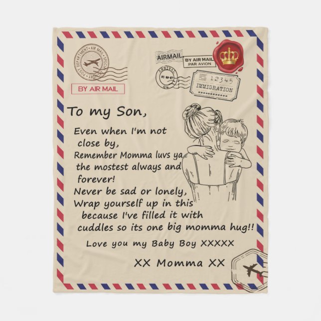 Personlig till min son, Brev från Mamma Blanket Fleecefilt (Framsidan)
