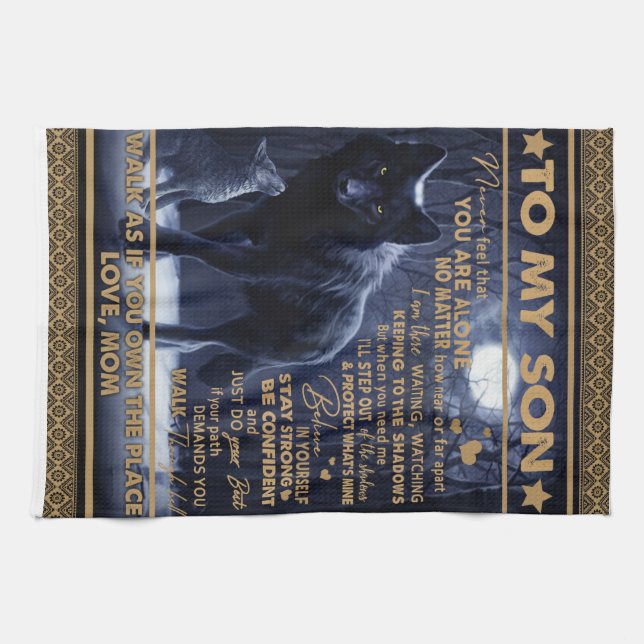 Personlig till min son, son Birthday Gift Kökshandduk (Horisontell)