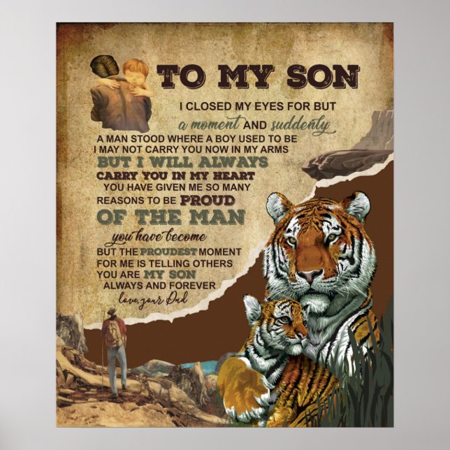 Personlig till min son Tiger Blanket, Kärlek Brev Poster (Framsidan)