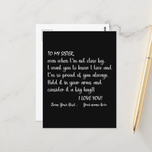 Personlig till min syster i Kärlek du Vykort