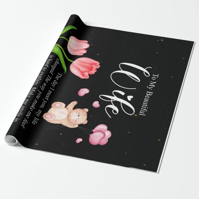Personlig till min vackra fru, Kärlek till dig Presentpapper (Utrullad)