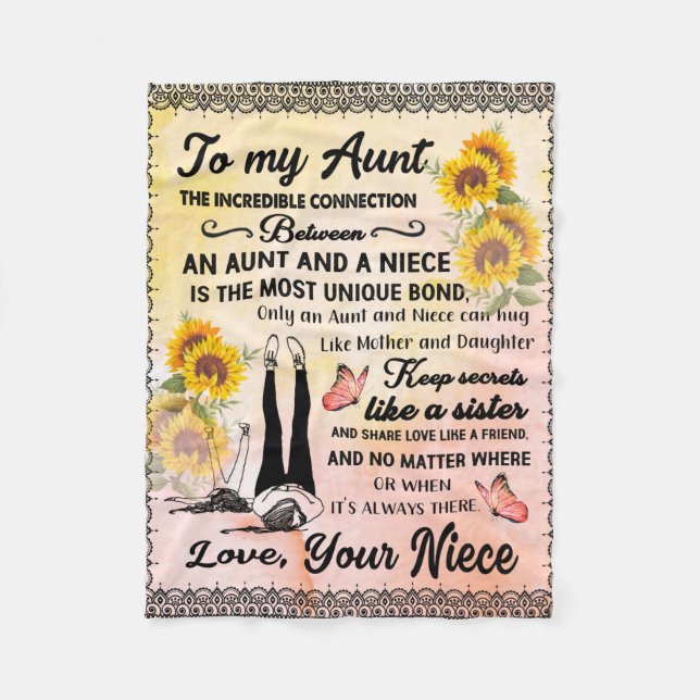 Personlig till min vackra solrosblankett Moster Fleecefilt (Framsidan)