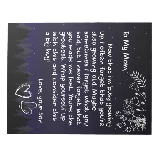 Personlig till mitt Mamma Kärlek Brev från min son Anteckningsblock (Framsida)