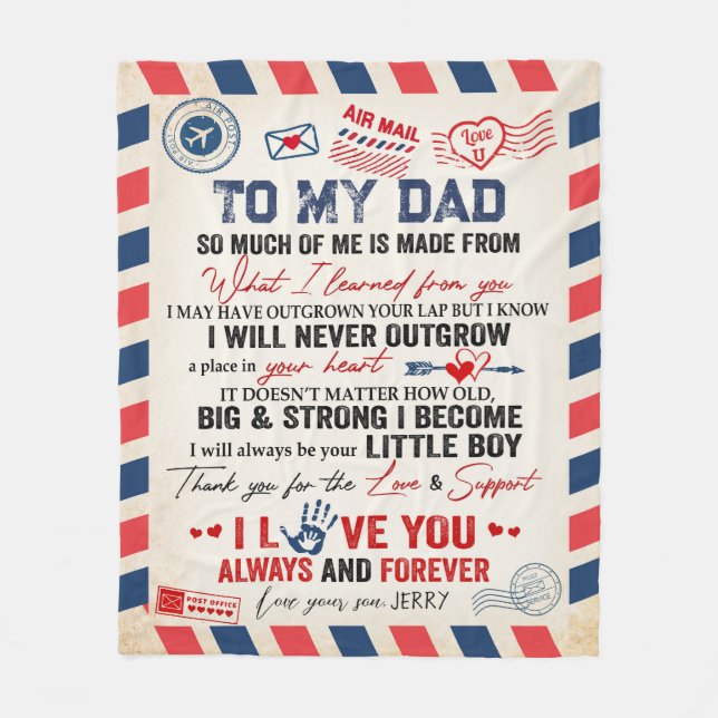 Personlig till mitt Pappa-blanksteg från Son Luft  Fleecefilt (Framsidan)