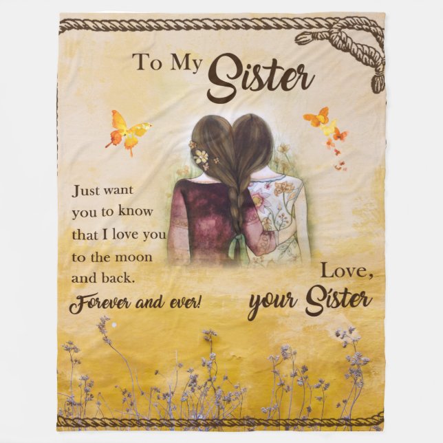 Personlig till mitt systerblad fleecefilt (Framsidan)