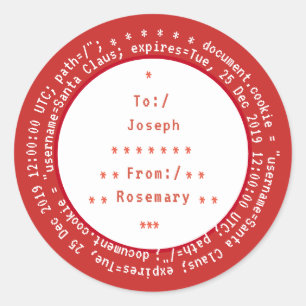 Personlig till och från webbläsarcookies för tomte runt klistermärke