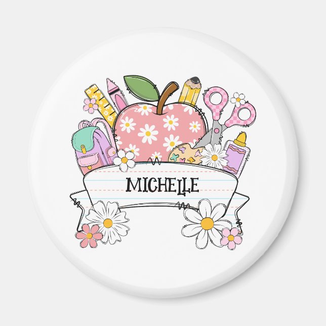 Personlig-till-skolan-förråd med äpple magnet (Framsidan)