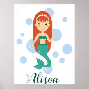 Personlig till väskan med söt sjöjungfru flicka poster