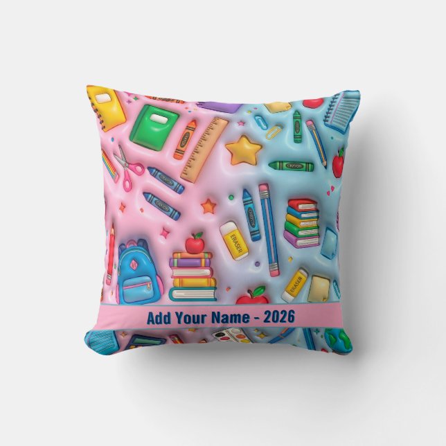 Personlig Tillbaka till skolan 2026 Kudde (Framsida)