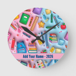 Personlig Tillbaka till skolan 2026 Rund Klocka