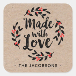 Personlig tillverkad med Kärlek Kraft-kvadratstrec Fyrkantigt Klistermärke