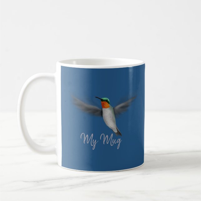 Personlig Tiny Illustrated Hummingbird Kaffemugg (Vänster)