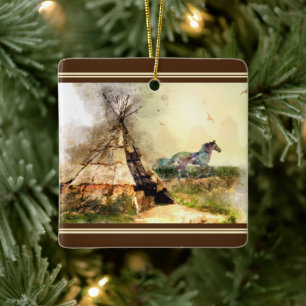 Personlig Tipi och Pony Tepee Horse Jul Julgransprydnad Keramik