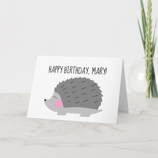 Personlig Tittar Vasst Hedgehog-födelsedagskort Kort (Framsida)
