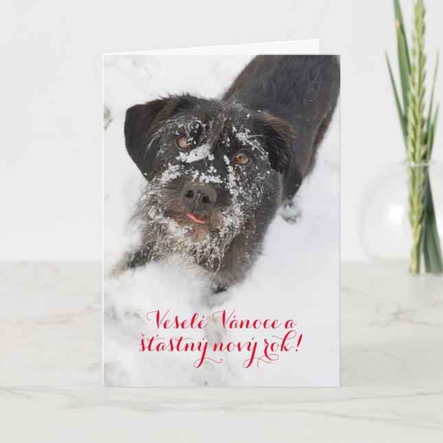 Personlig Tjeckiska hund Jul Helgkort (Framsida)