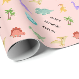 Personlig tjej dinosaurie presentpapper