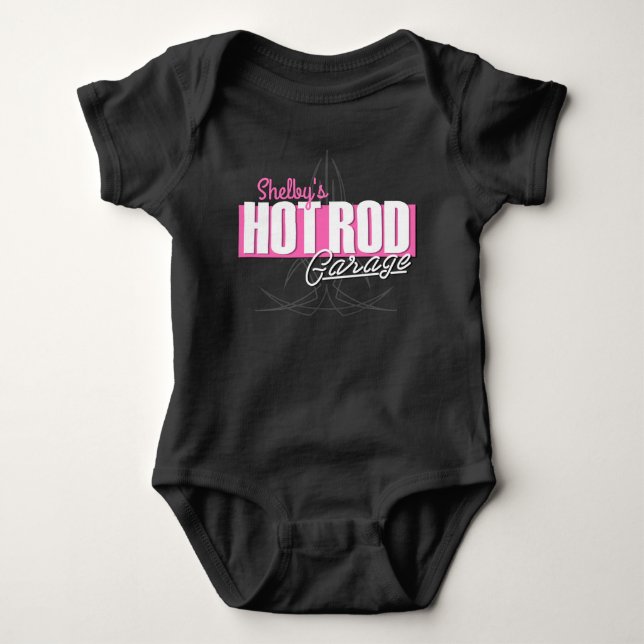 Personlig tjej NAMN Pinstripes Hot Rod Garage T Shirt (Framsida)
