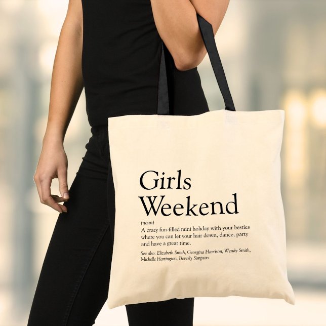 Personlig tjejvecka Definition Toteväska Tygkasse (Personalized Girls Weekend Definition Tote Bag)
