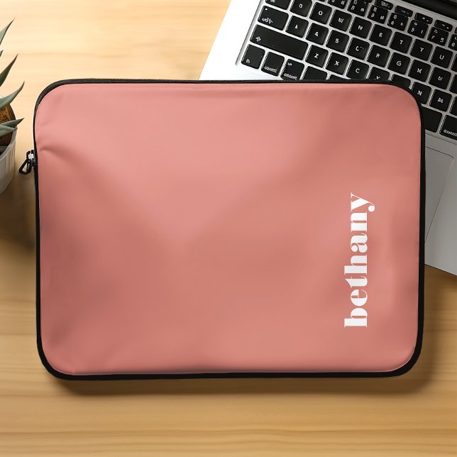 Personlig Tjock Typsnitt Terrakotta Laptop Fodral (Skapare uppladdad)