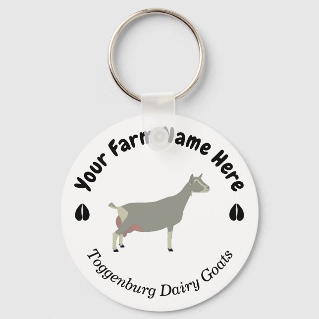 Personlig Toggenburg Dairy Goat Nyckelring (Framsida)