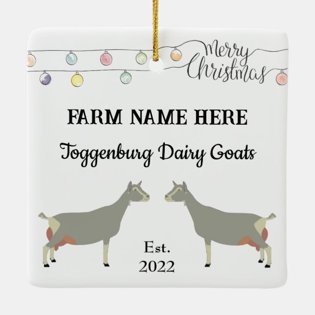 Personlig Toggenburg Dairy Goat White-jul Julgransprydnad Keramik (Baksida)