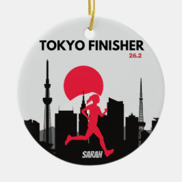 Personlig Tokyo Marathon Finisher, Springa Tokyo Julgransprydnad Keramik
