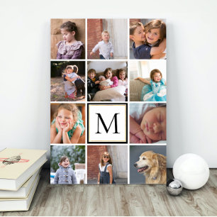 Personlig tolv fotokollage och monogram poster
