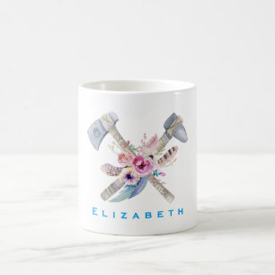 Personlig Tomahawk Feathers and Flowers Kaffemugg