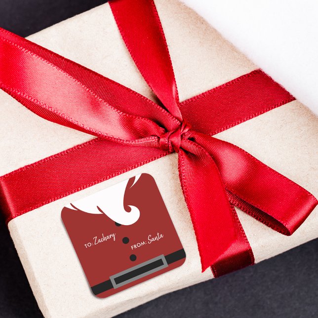Personlig Tomte Fyrkantigt Klistermärke (Personalized Santa Square Sticker)