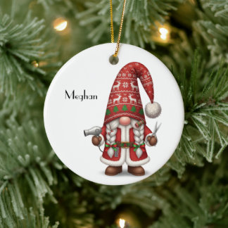 Personlig tomte jul hårstylist julgransprydnad keramik