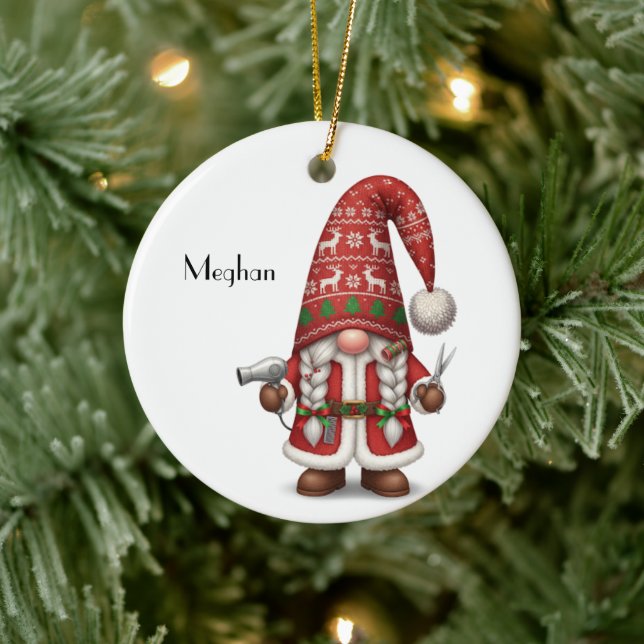 Personlig tomte jul hårstylist julgransprydnad keramik (Träd)