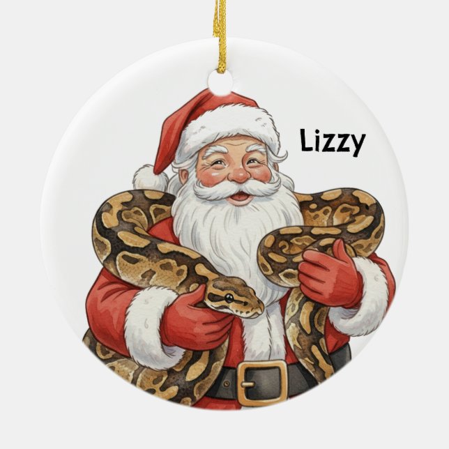 Personlig tomte med bollpythonorm julgransprydnad keramik (Baksidan)