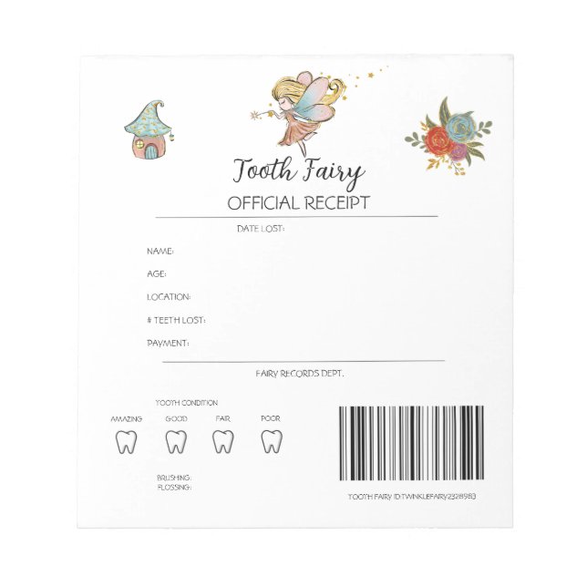 Personlig Tooth Fairy-inleveranser Anteckningsblock (Framsida)