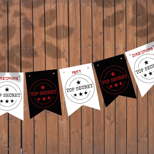 Personlig Top Secret Party Vimplar (TOP SECRET! Only cool kids allowed)